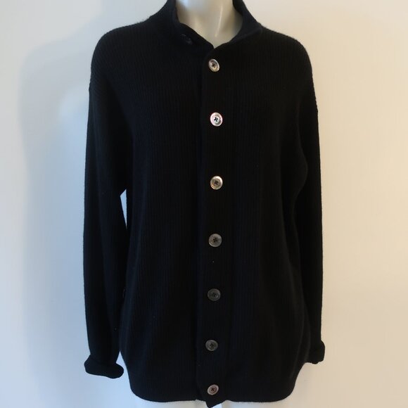 Mens Cruciani Black Cardigan Button Down Sweater 50 EUR/XL - Picture 1 of 12